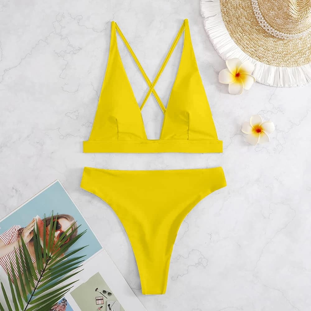 2024 AI - Womens High Waisted Thong Bikini Sets Sexy Brazilian